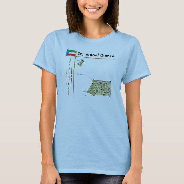 Camiseta Mapa + Bandeira + Título da Guiné Equator (Frente)
