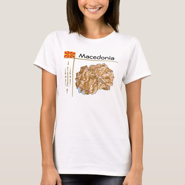 Camiseta Mapa + Bandeira + Título da Macedônia do  (Frente)