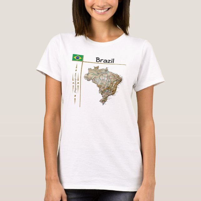 Camiseta Mapa + Bandeira + Título do Brasil (Frente)