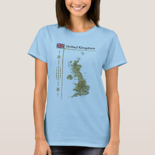 Camiseta Mapa + Bandeira + Título do Reino Unido