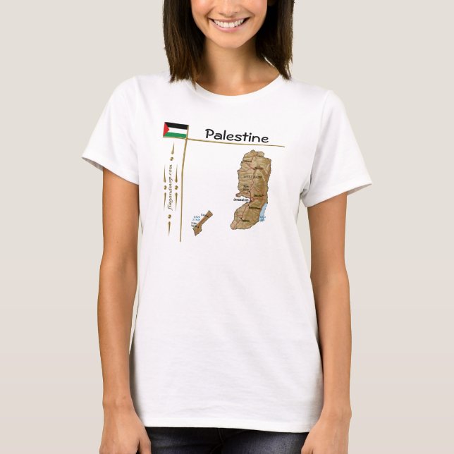 Camiseta Mapa + Bandeira + Título Palestina (Frente)