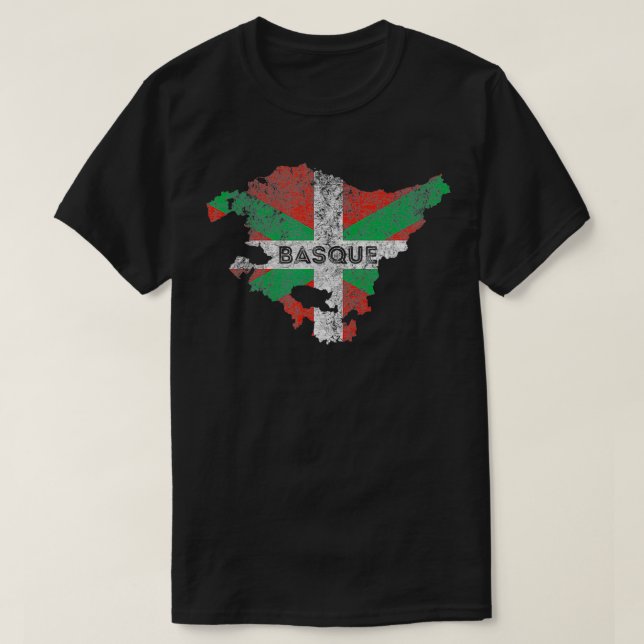 Camiseta Mapa basco e bandeira Souvenir aflita basco (Frente do Design)
