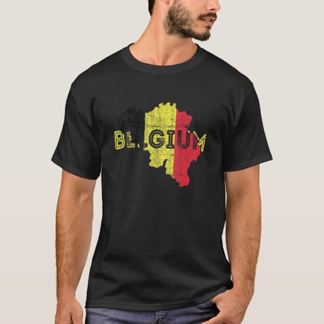 Camiseta Mapa Belga E Bandeira Souvenir Afetaram A Bélgica (Frente)