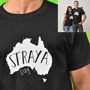Camiseta Mapa branco da STRAYA para o Dia da Austrália a Es