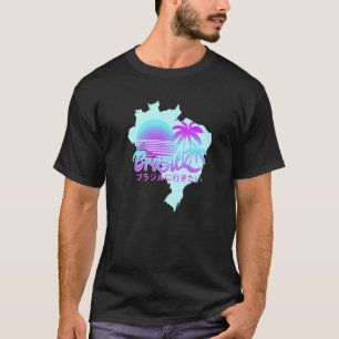 Camiseta Mapa brasileiro do estilo Vaporwave estético brasi