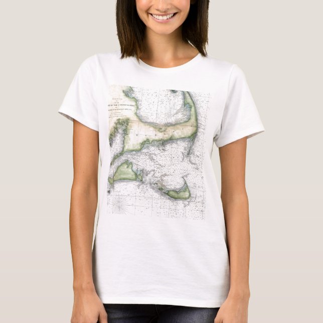 Camiseta Mapa Cape Cod, Nantucket, Martha's Vineyard (Frente)