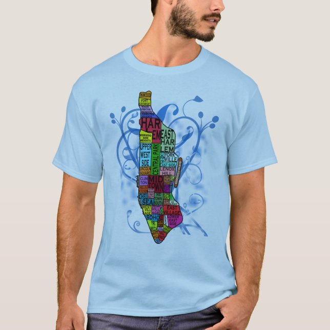 Camiseta Mapa codificado cor de Manhattan (Frente)
