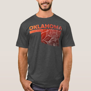 Camiseta Mapa colorida de mandala em Oklahoma com texto em