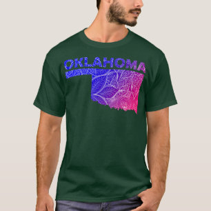 Camiseta Mapa colorida de mandala em Oklahoma com texto em