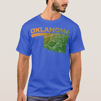 Camiseta Mapa colorida de mandala em Oklahoma com texto em