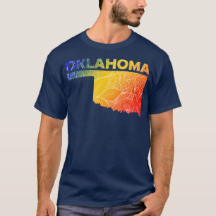 Camiseta Mapa colorida de mandala em Oklahoma com texto em