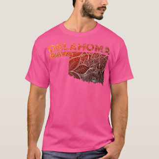 Camiseta Mapa colorida de mandala em Oklahoma com texto em