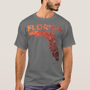 Camiseta Mapa colorida de mandala na Flórida com texto em b