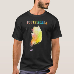 Camiseta Mapa Colorido Da Coreia Do Sul Cobra Watercolor Il