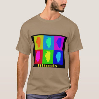 Camiseta Mapa Colorido de Arte do Estado de Illinois Superd