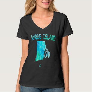 Camiseta Mapa Colorido De Estado Da Ilha Rhode, Isolado, Em