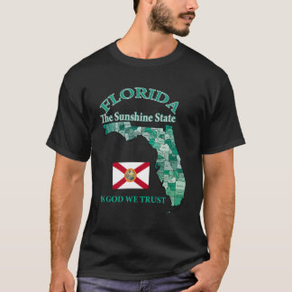 Camiseta Mapa Colorido do Condado Estadual da Flórida com A