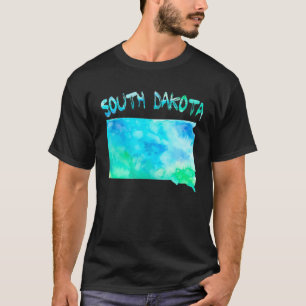 Camiseta Mapa Colorido Do Estado Da Dakota Do Sul Em Waterc