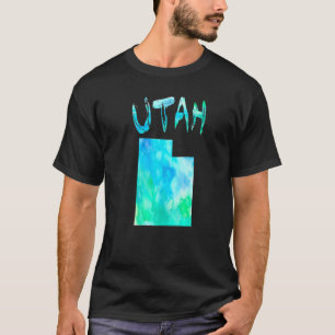 Camiseta Mapa Colorido Do Estado De Utah Em Watercolor Usa