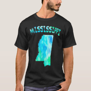 Camiseta Mapa Colorido Do Estado Do Mississippi Em Waterco