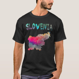Camiseta Mapa Colorido Isolado Da Eslovênia Em Cor De Água