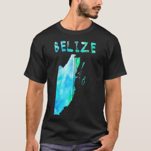Camiseta Mapa colorido isolado de Belize em aquarela, Color