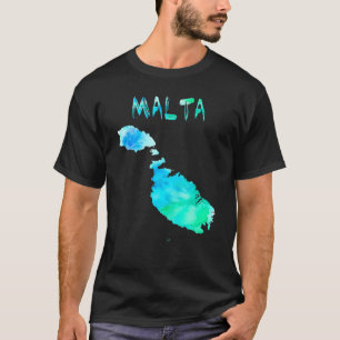 Camiseta Mapa Colorido Isolado De Malta Em Aquarela Colorid