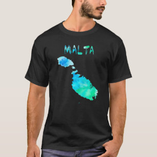 Camiseta Mapa Colorido Isolado De Malta Em Aquarela Colorid