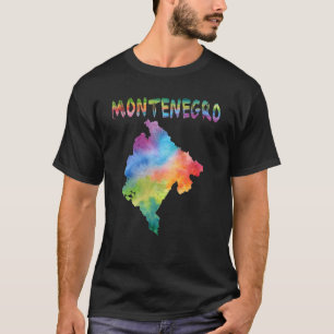 Camiseta Mapa Colorido Isolado De Montenegro Em Aquarela