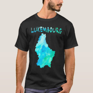 Camiseta Mapa Colorido Isolado Do Luxemburgo Em Aquarela