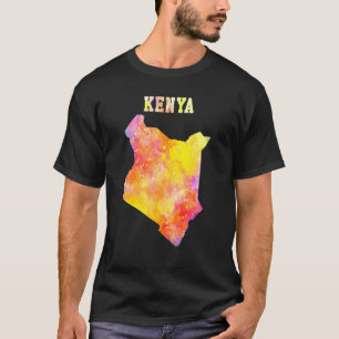 Camiseta Mapa Colorido Isolado Do Quênia Em Aquarela Colori