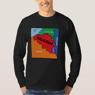 Camiseta Mapa colorido simplificado da Bélgica, contagem vi