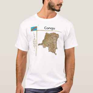 Camiseta Mapa Congo-Kinshasa + Sinalizador + Título T-Shir