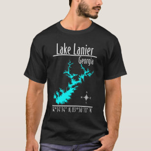 Camiseta Mapa Coordenadas do Lago Lanier Geórgia