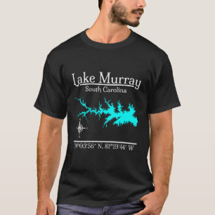 Camiseta Mapa Coordenadas Lago Murray Carolina do Sul Arte