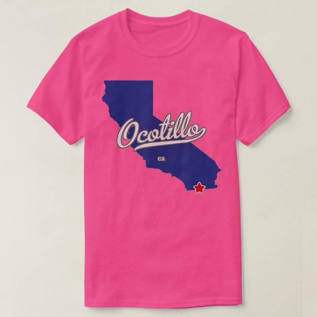 Camiseta Mapa da AC da Ocotillo California (Frente do Design)