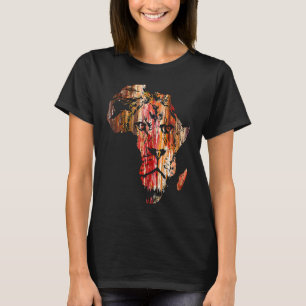 Camiseta Mapa da África Cabeça de Leão Face Safari Africano