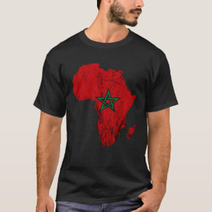 Camiseta Mapa da África Descreve Bandeira de Marrocos Viage