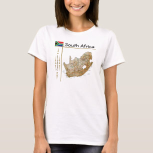 Camiseta Mapa da África do Sul + Sinalizador + Título T-S
