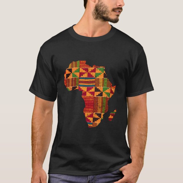 Camiseta Mapa da África Kente Para Africano (Frente)