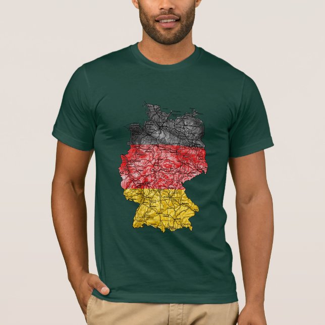 Camiseta Mapa da Alemanha com Cores da Bandeira (Frente)