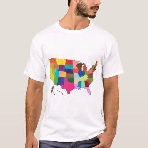 Camiseta Mapa da América em Cores