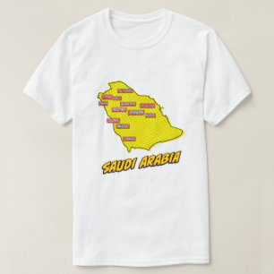 Camiseta Mapa da Arábia Saudita ilustrado com Pop Art