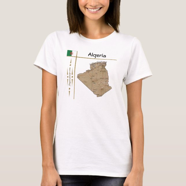 Camiseta Mapa da Argélia + Bandeira + Título (Frente)