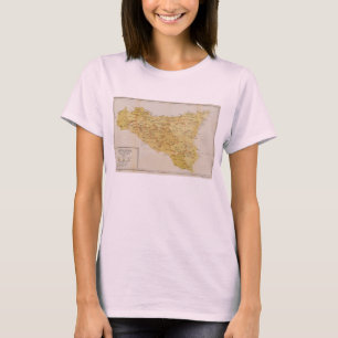 Camiseta Mapa da atividade da máfia em Sicília Italia 1900