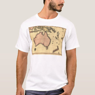 Camiseta Mapa da Australásia de 1818 - Austrália, Nova Zelâ
