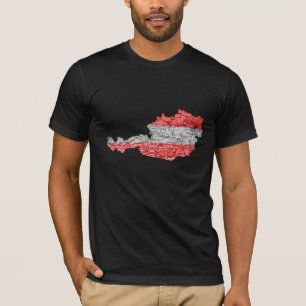 Camiseta Mapa da Áustria Cores da Bandeira