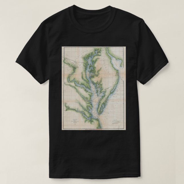 Camiseta Mapa da Baía de Chesapeake (Frente do Design)