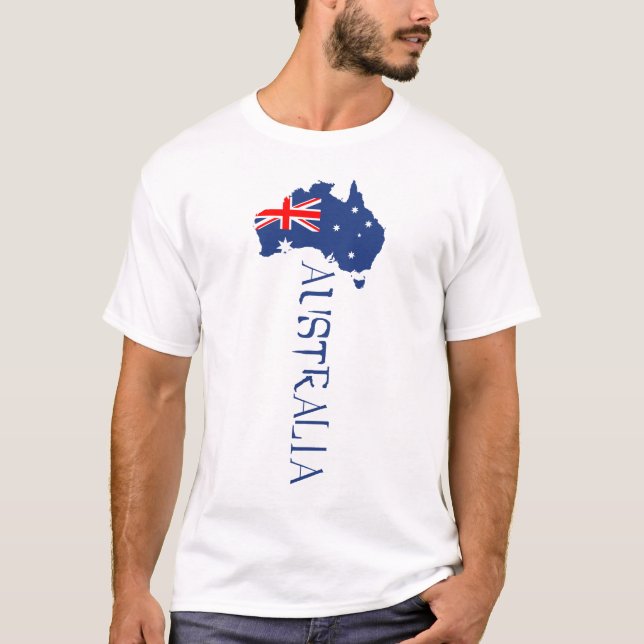 Camiseta Mapa da Bandeira da Austrália (Frente)