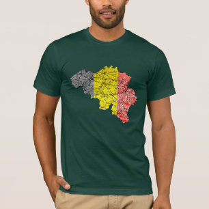 Camiseta Mapa da Bandeira da Bélgica